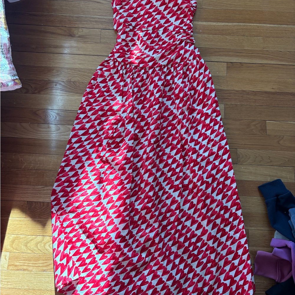 Red and White Patterned Maxi Dress